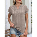 Anrabess Womens Short Sleeve Henley Shirts V Neck Summer Sweaters 2026 Spring Business Tunic Tops Dressy Casual Work Blouses