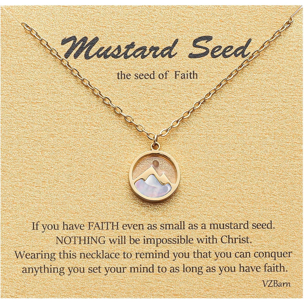 VZBarn Dainty Gold Plated Stainless Steel Faith Necklace for Women Tiny Move Mountains Charm Choker Christian Jewelry Gift