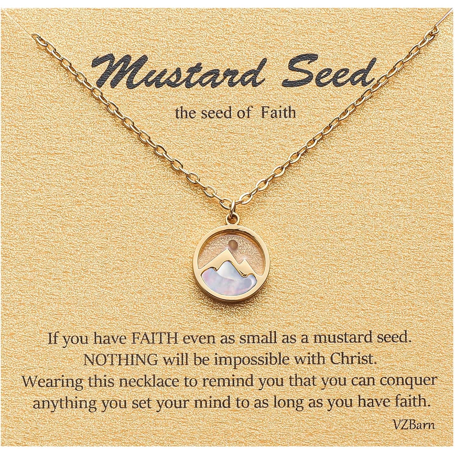 VZBarn Dainty Gold Plated Stainless Steel Faith Necklace for Women Tiny Move Mountains Charm Choker Christian Jewelry Gift