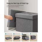 Songmics Mazie Collection - Small Folding Storage Ottoman, Foot Rest Stool, 12.2 X 16.1 X 12.2 Inches, 286 Lb Load Capacity, For Living Room, Bedroom, Home Office, Dorm, Dark Gray Ulsf102G01
