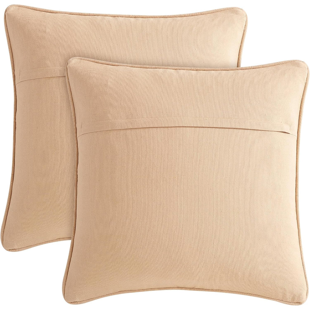 Boho Living Jada Decorative Throw, Includes Accent Insert, Premium Woven Design, Living Room Décor, (2) 20" X 20" Pillow Covers, Beige 2 Count