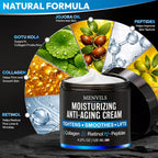 Mens Face Moisturizer Cream - Anti Aging & Wrinkle Repair - After Shave Lotion For Men With Collagen, Retinol, Peptides, Jojoba Oil - Age Facial Skin Care - Lightweight Day & Night Cream - 4.2 Oz