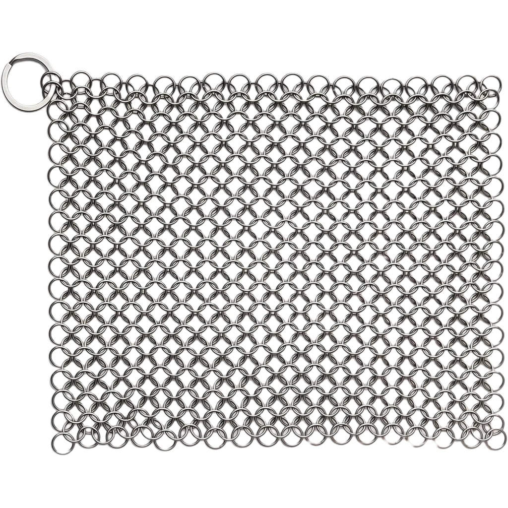 8"x6" Cast Iron Scrubber Stainless Steel Chainmail Cleaner for Pre-Seasoned Pans, Griddles, BBQ Grill and Pot Cookware Cleaning