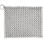 8"x6" Cast Iron Scrubber Stainless Steel Chainmail Cleaner for Pre-Seasoned Pans, Griddles, BBQ Grill and Pot Cookware Cleaning
