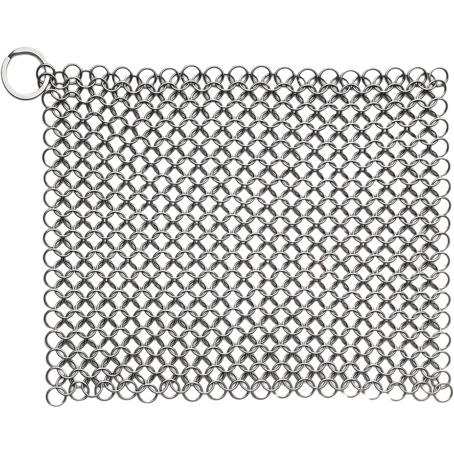 8"x6" Cast Iron Scrubber Stainless Steel Chainmail Cleaner for Pre-Seasoned Pans, Griddles, BBQ Grill and Pot Cookware Cleaning