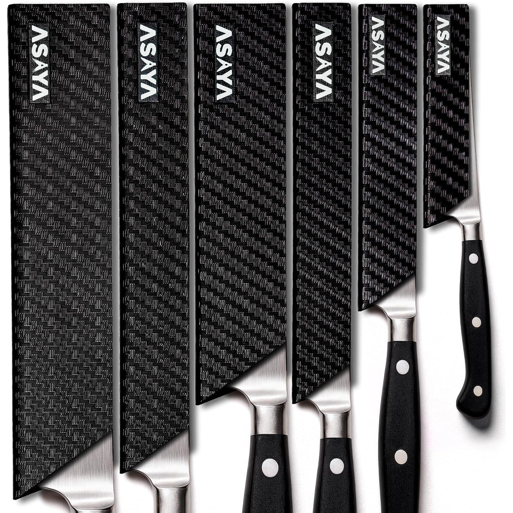 Asaya Professional Chef Knife Edge Guards – 6 Piece Knives Universal Covers - Extra Strength Abs Plastic And Food Safe Kitchen Knife Sheath Covers – Knives Not Included
