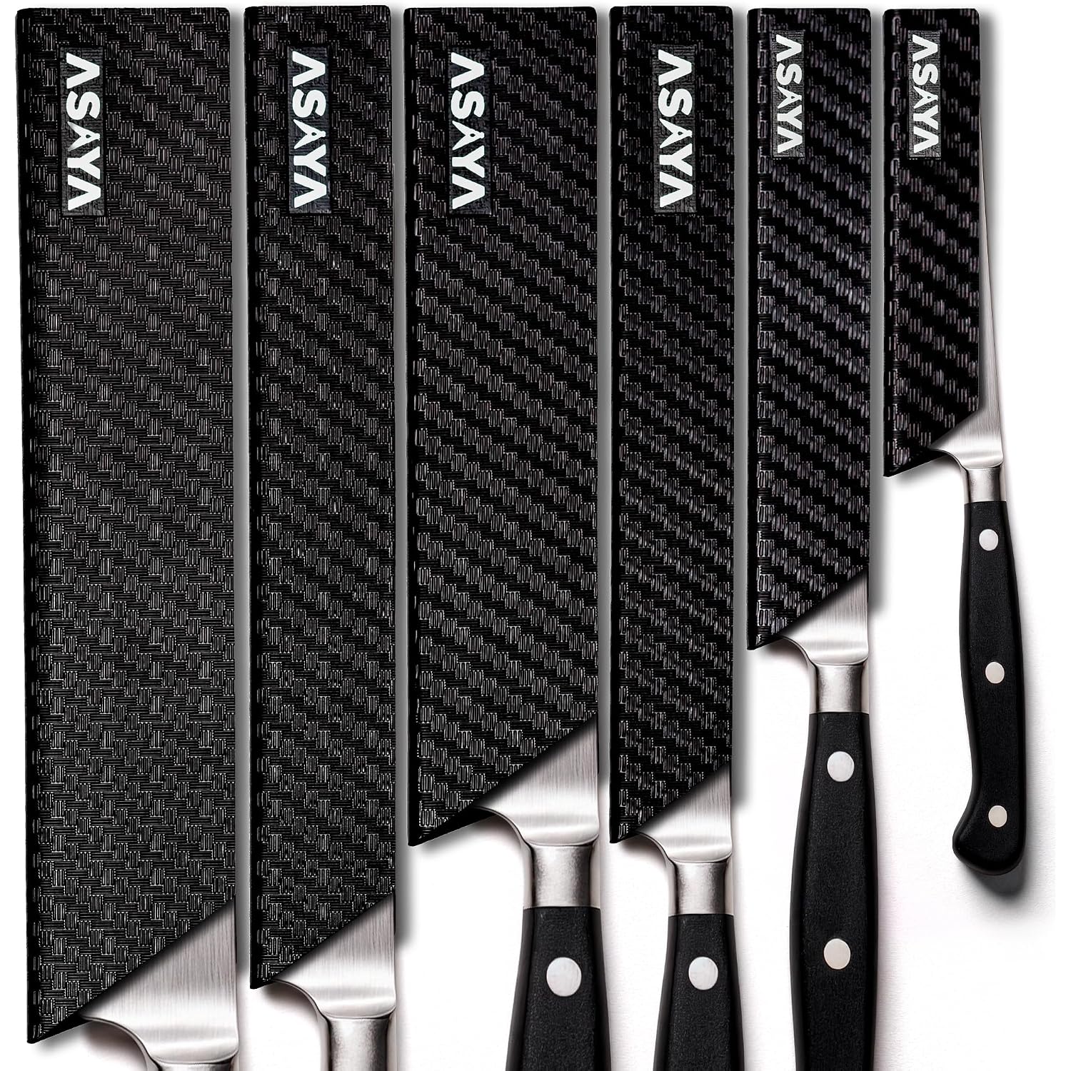Asaya Professional Chef Knife Edge Guards – 6 Piece Knives Universal Covers - Extra Strength Abs Plastic And Food Safe Kitchen Knife Sheath Covers – Knives Not Included