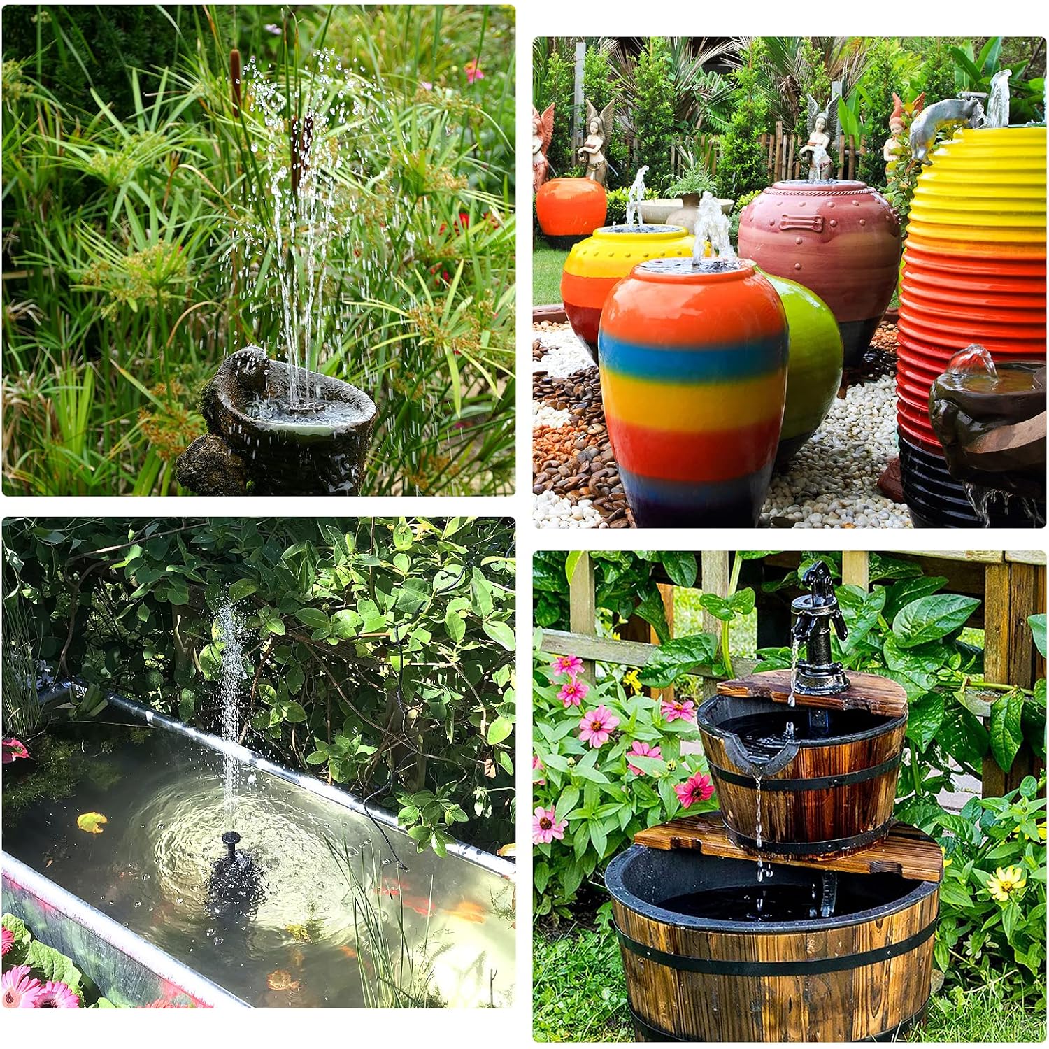 Aisitin Diy Solar Water Pump Kit For Water Feature Outdoor With 6 Nozzles | 2026 Solar Fountain Pump, Solar Powered Water Fountain For Bird Bath, Ponds, Garden, Fish Tank