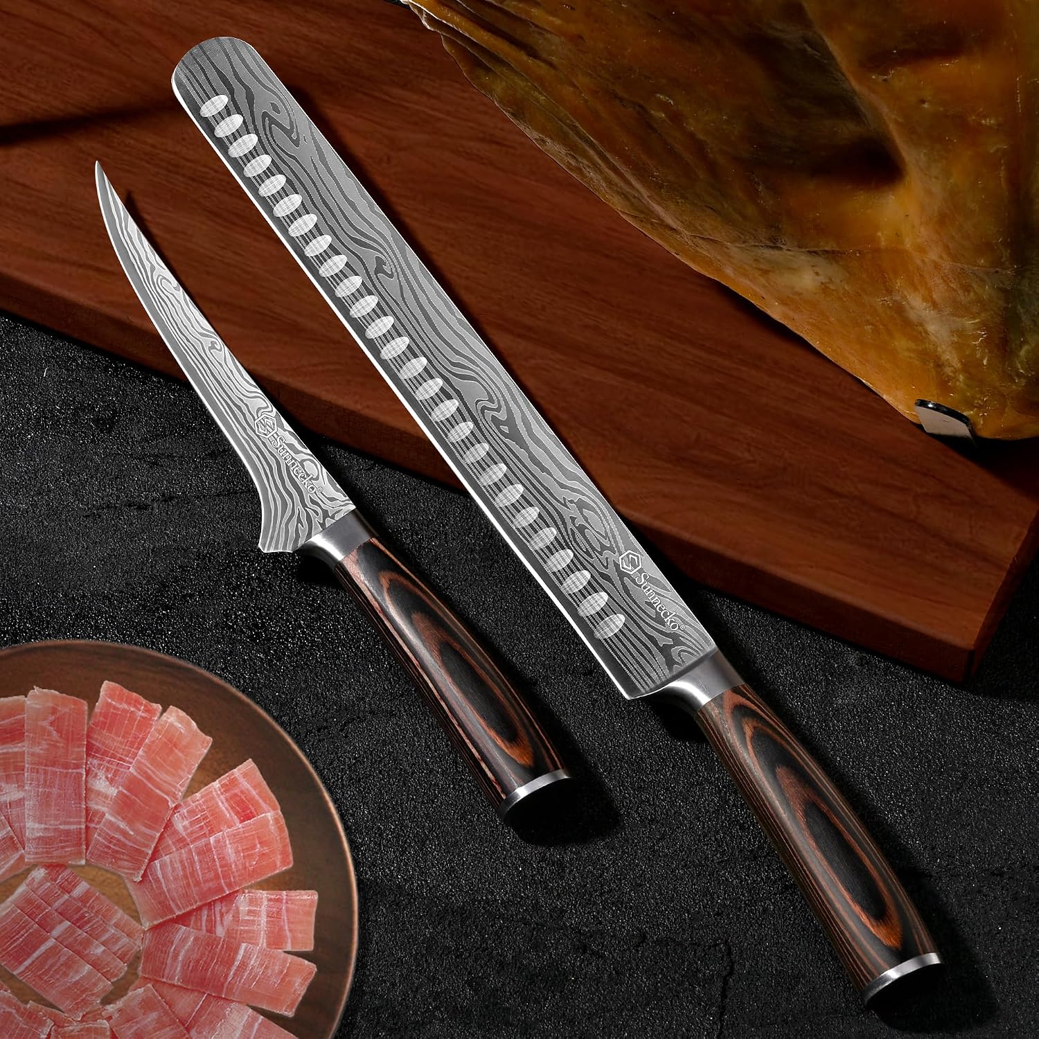 Professional Bbq Carving Knife Set, Slicing And Boning Knife For Meat Cutting,German High Carbon Stainless Steel Carving Knife For Meat And Turkey.