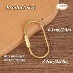 2.52 x 1.34 Inch 2 Pcs Brass Screw Lock Keychain, Durable Brass Screw Lock Clip Key Ring, Simple Style Car Keychain for Men Women Gold