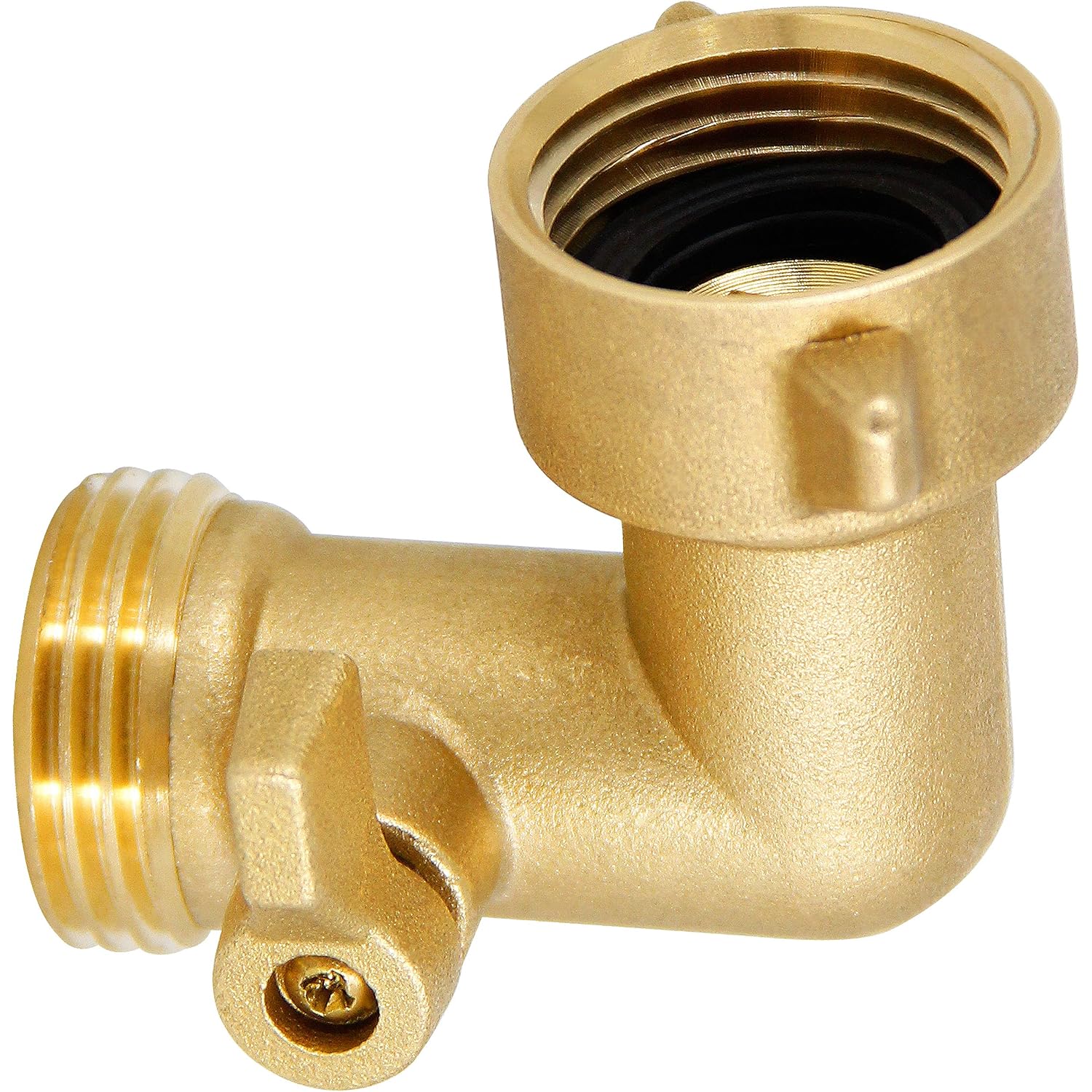 Lifynste Garden Hose Elbow Connector, 90 Degree Brass Garden Hose Elbow Adapter With Shut Off Valves, 2 Pack