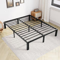 Dumos Queen Size 12" Bed Frame - Metal Platform Bed Frame Mattress Foundation With Steel Slat Support, No Box Spring Needed, Storage Space Under Base, Easy Assembly, Black