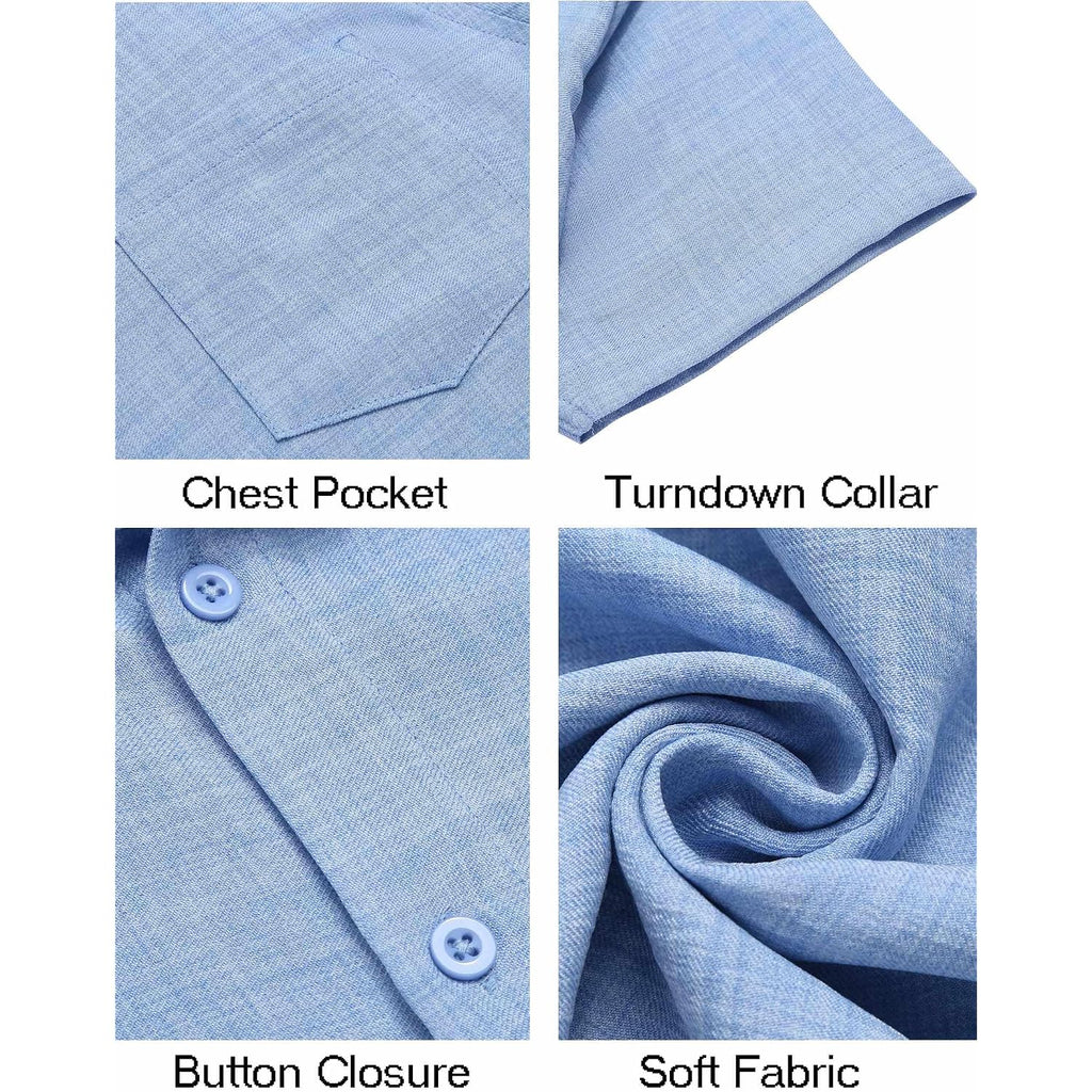 Coofandy Mens Button Down Short Sleeve Shirt Casual Shirts Summer Beach Textured Shirts With Pocket