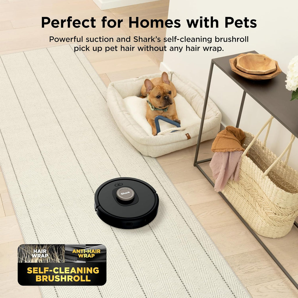 Shark Av2501Ae Ai Robot Vacuum With Xl Hepa Self-Empty Base, Bagless, 60-Day Capacity, Lidar Navigation, Perfect For Pet Hair, Compatible With Alexa, Wi-Fi Connected, Carpet & Hard Floor, Black