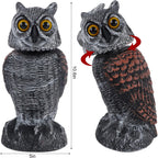 Hausse 2 Pack Fake Owl Decoys To Scare Birds Away, Rotating Head Plastic Owl Bird Deterrents, 10.6 Inch Height Bird Scarecrow Nature Enemy Horned Pest Repellent For Outdoor Garden Yard