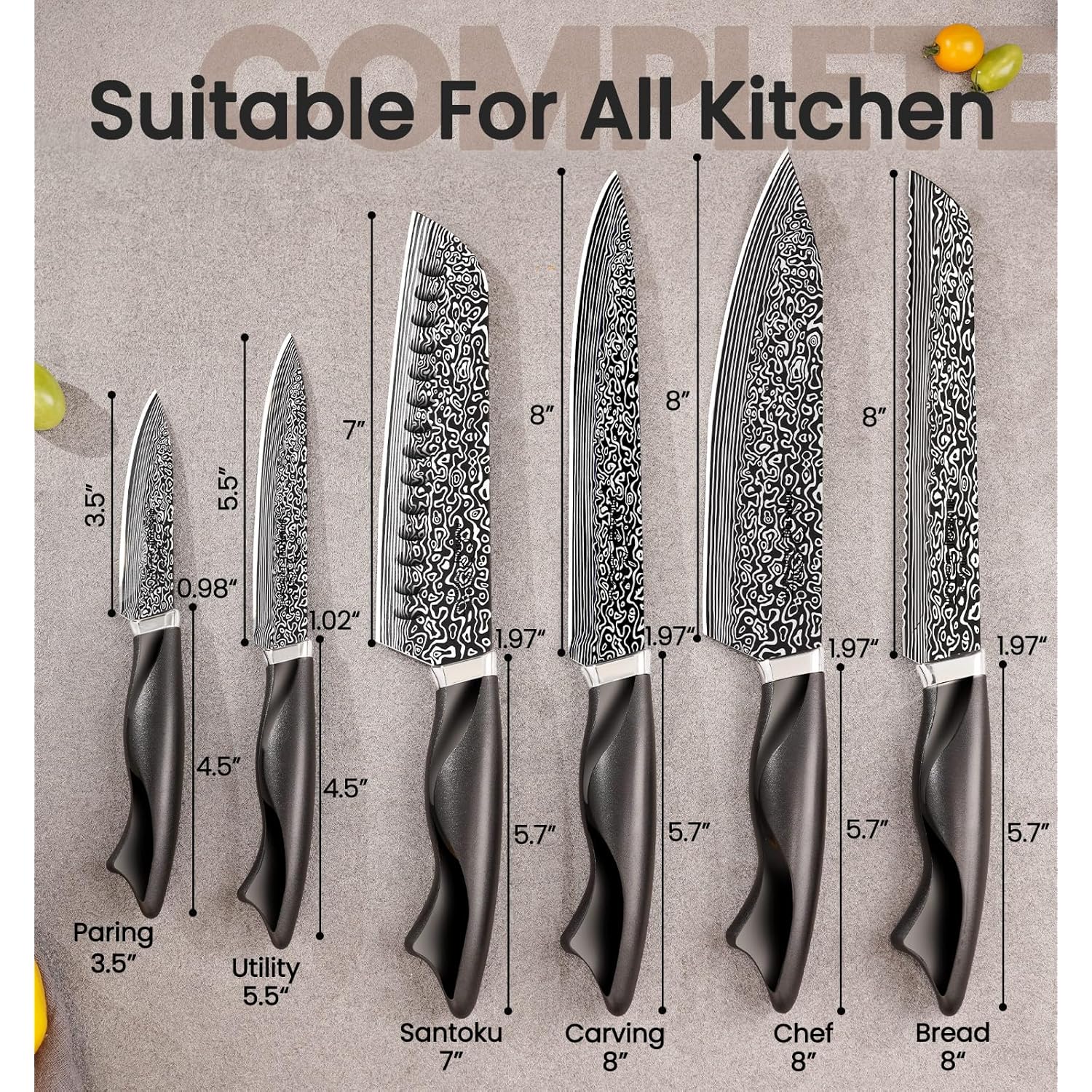 Knife Set, 15 Pieces Kitchen Knife Set with Built in Sharpener, High Carbon German Stainless Steel Knife Block Set, Dishwasher Safe, Mothers Day Gifts