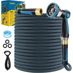 Non-Expandable Garden Hose 100 Ft, Lightweight Hose With 10 Function Spray Nozzle, Kink-Free Flexible Water Hose, Durable, Leak-Proof, 360° Swivel Connectors, Portable Storage Strap