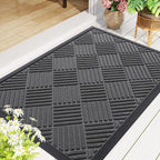 Smiry Front Door Mat Outside Entrance, Heavy Duty Outdoor Indoor Natural Rubber Doormat, Non Slip, Trap Dirt And Moisture, Easy Clean, Low Profile Patio Porch Entryway Mat, 29.5X17, Grey