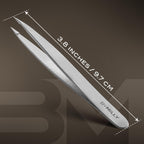 Pointed Tweezers | High Carbon Stainless Steel Needle Nose | Fine Point Precision Hair Removal | Perfectly Aligned & Hand-Filed Sharp | Silver