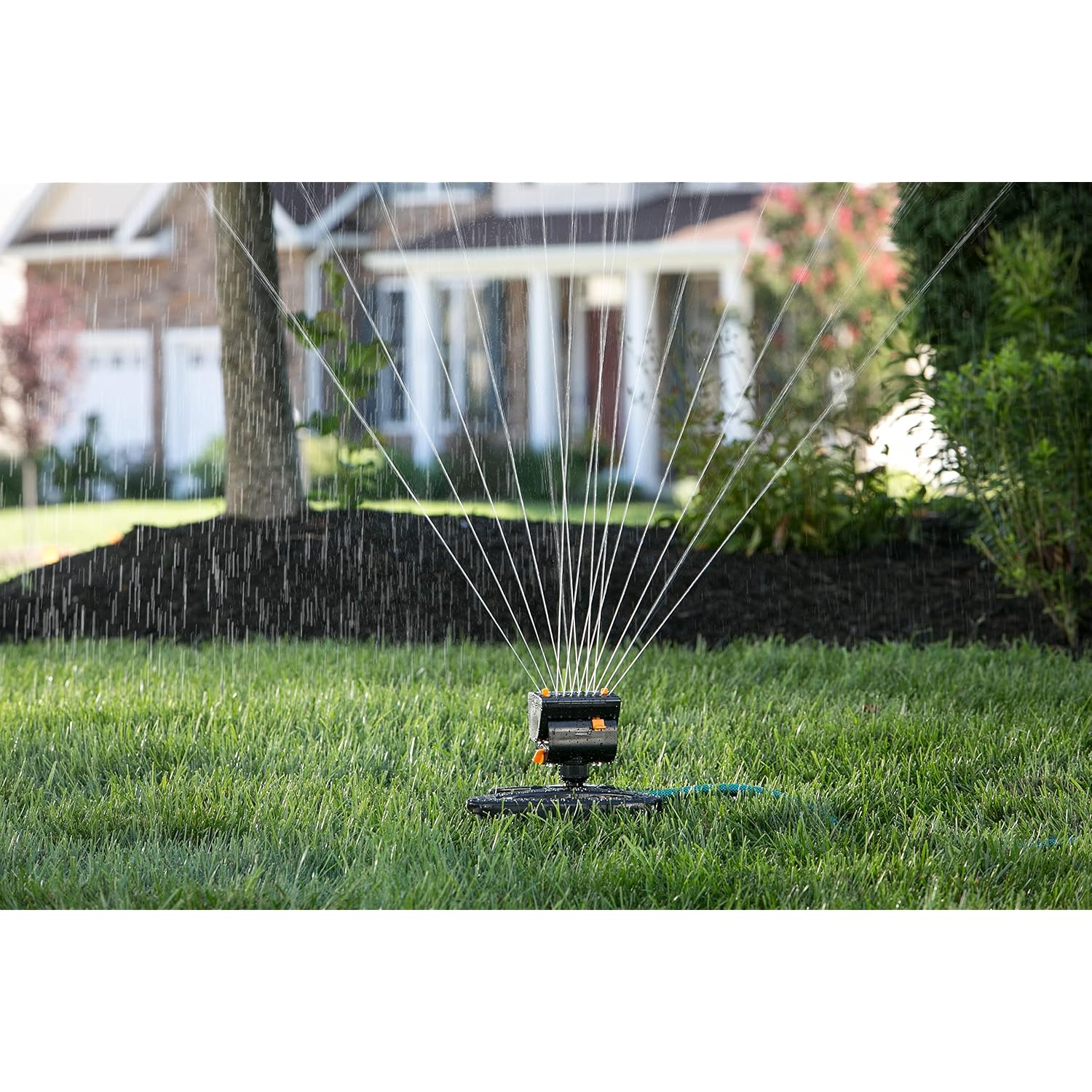 Melnor 65131Amz Minimax Turbo Oscillator Sprinkler, 4000 Sq. Ft., 4-Way Adjustable, Quick Connect Bundle, Black, Yellow