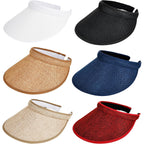 6 Pack Adult Sun Visor Hats Wide Brim Sun Visors UV Protection Summer Beach Visor for Women Girls Outdoor Running