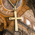 Lucchetta - 14k Gold Italian Authentic Christian Cross Necklace | High Polished Religious Gift