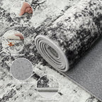 8x10 Area Rugs for Living Room: Abstract Washable Rug with Anti-Slip Backing Non-Shedding Stain-Resistant Soft Modern Large Carpet for Bedroom Dining Room Farmhouse Nursery Home Office Black