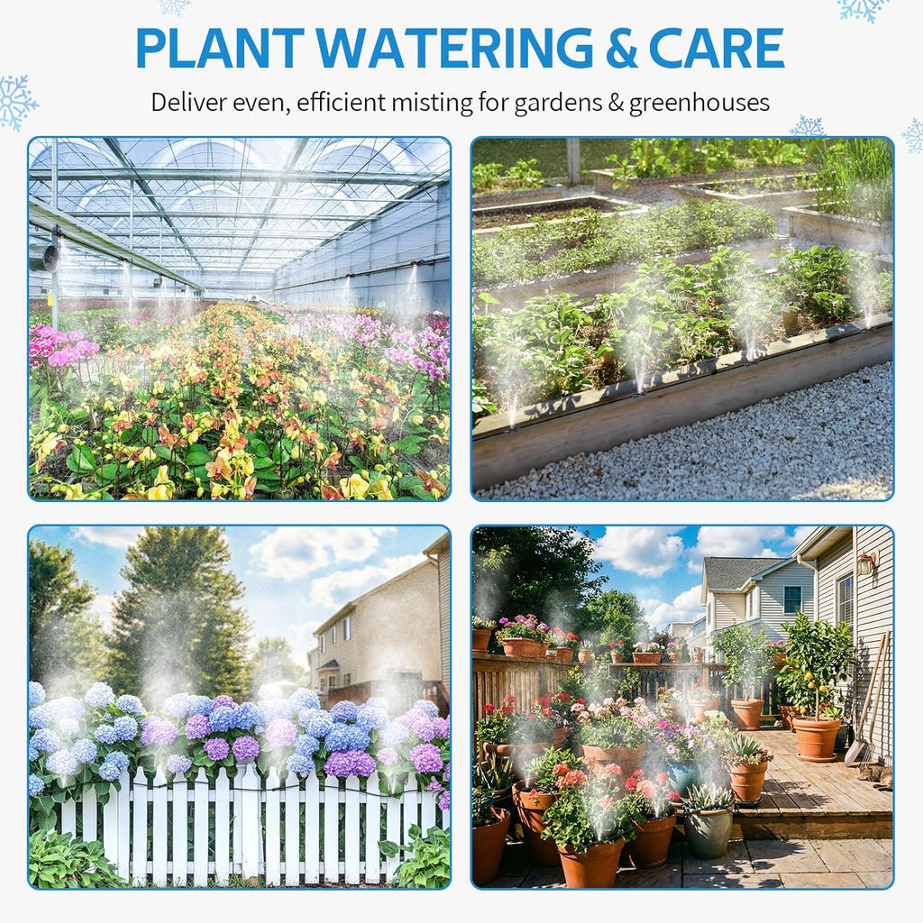 Misting Cooling System, 26Ft (8M) Misting Line + 7 Brass Mist Nozzles + Brass Adapter(3/4") Outdoor Mister For Patio Backyard Garden Greenhouse