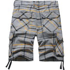 Novocct Cargo Short For Men 10" Inseam Relaxed Fit Plaid Outdoor Hiking Work Stretch Cotton Casual Shorts With Multi-Pocket