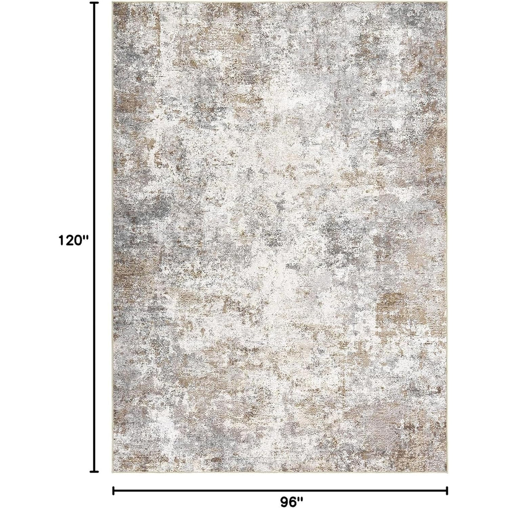 UERMEI 8x10 Area Rug Living Room Rugs - Washable Neutral Modern Abstract Soft Thin Large Rug Indoor Floor Non Slip Rug Carpet for Bedroom Under Dining Table Home Office Decor - Brown Grey