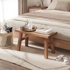 Wnutrees Sawmill Solid Wood Bench, 30" Farmhouse Entryway Bench, Natural | Rustic Hallway Seat For End Of Bed, Living Room, Dining Area, Handcraft Finish