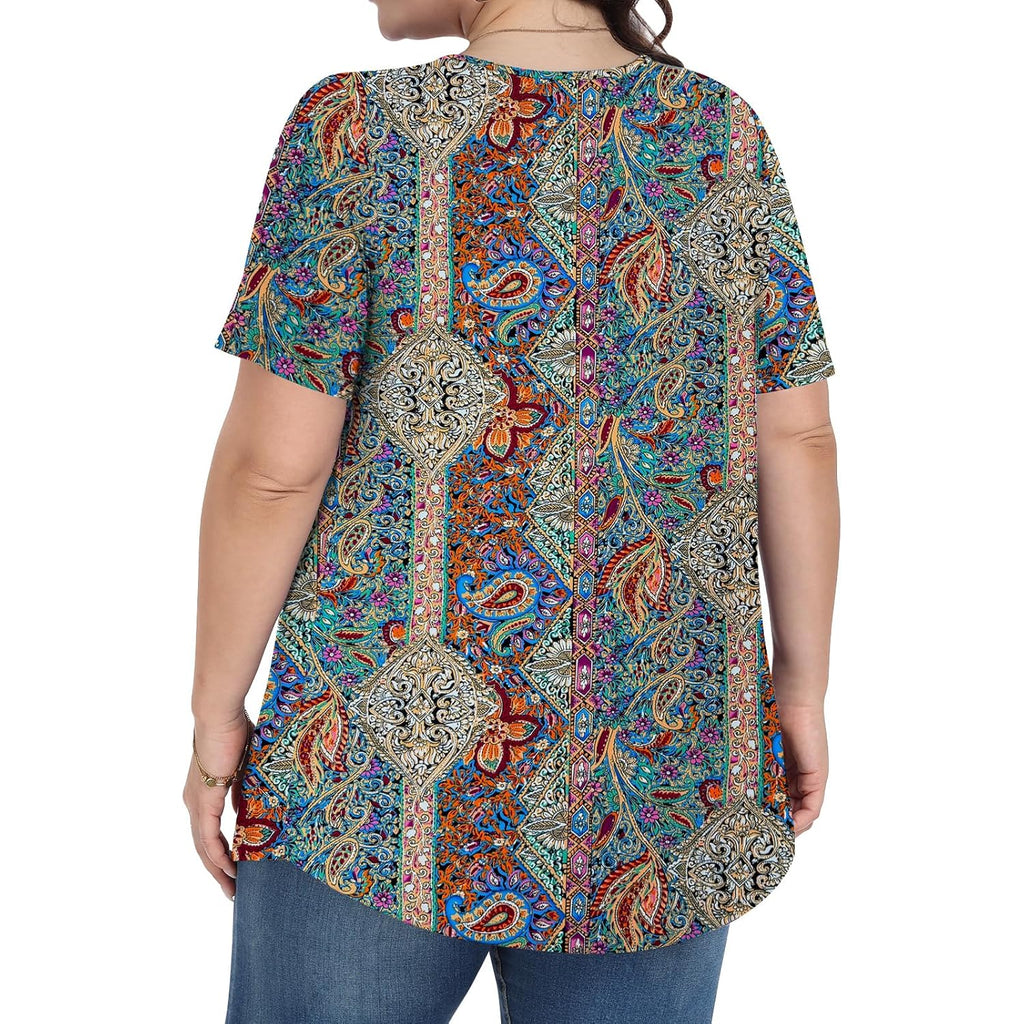 Plus Size Tops for Women Short Sleeve Shirts Crew Neck Casual Loose Fit Tunic Blouses