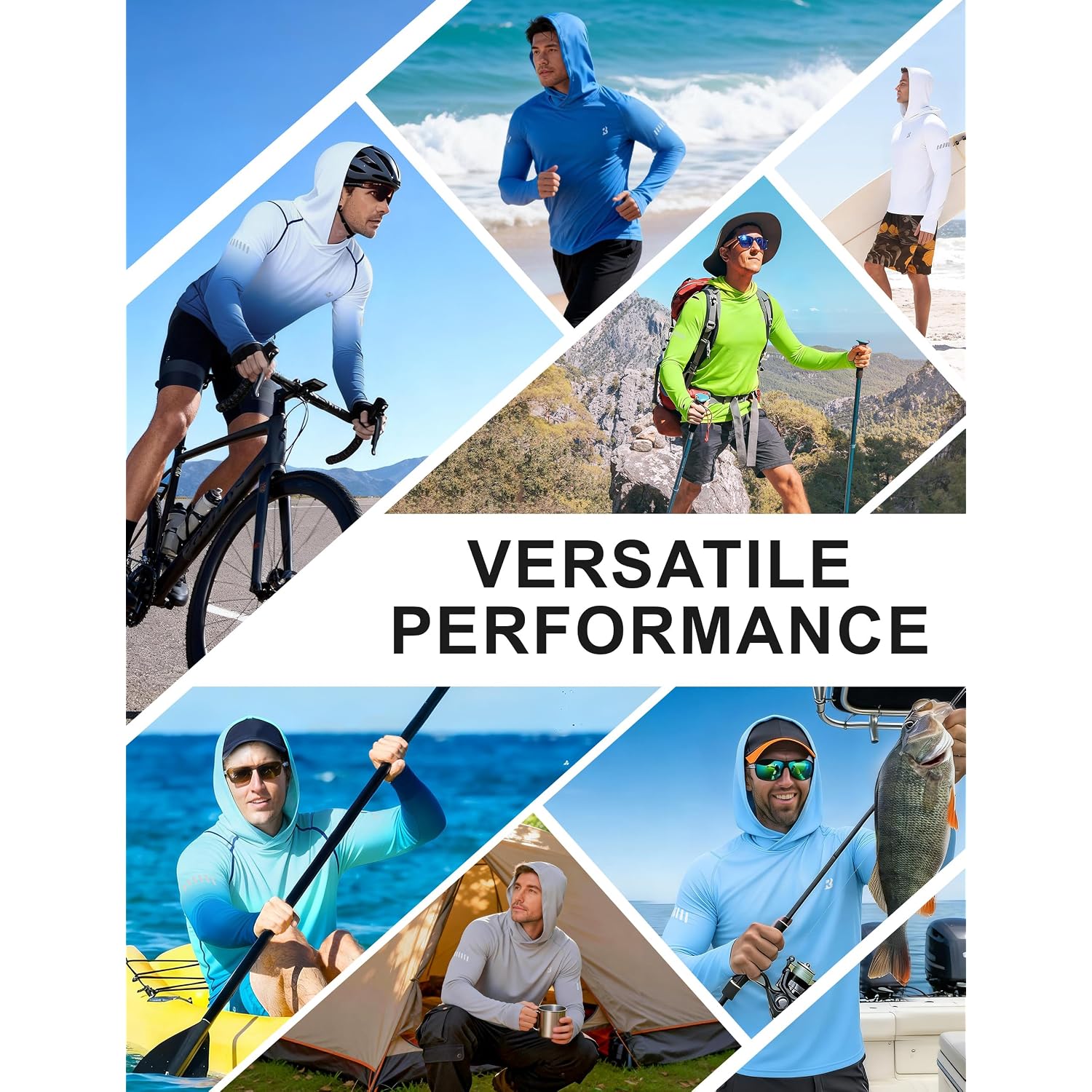 Roadbox Upf 50+ Mens Sun Hoodie, Long Sleeve Uv Protection Fishing Shirt With Pocket, Outdoor Running Athletic Rash Guard