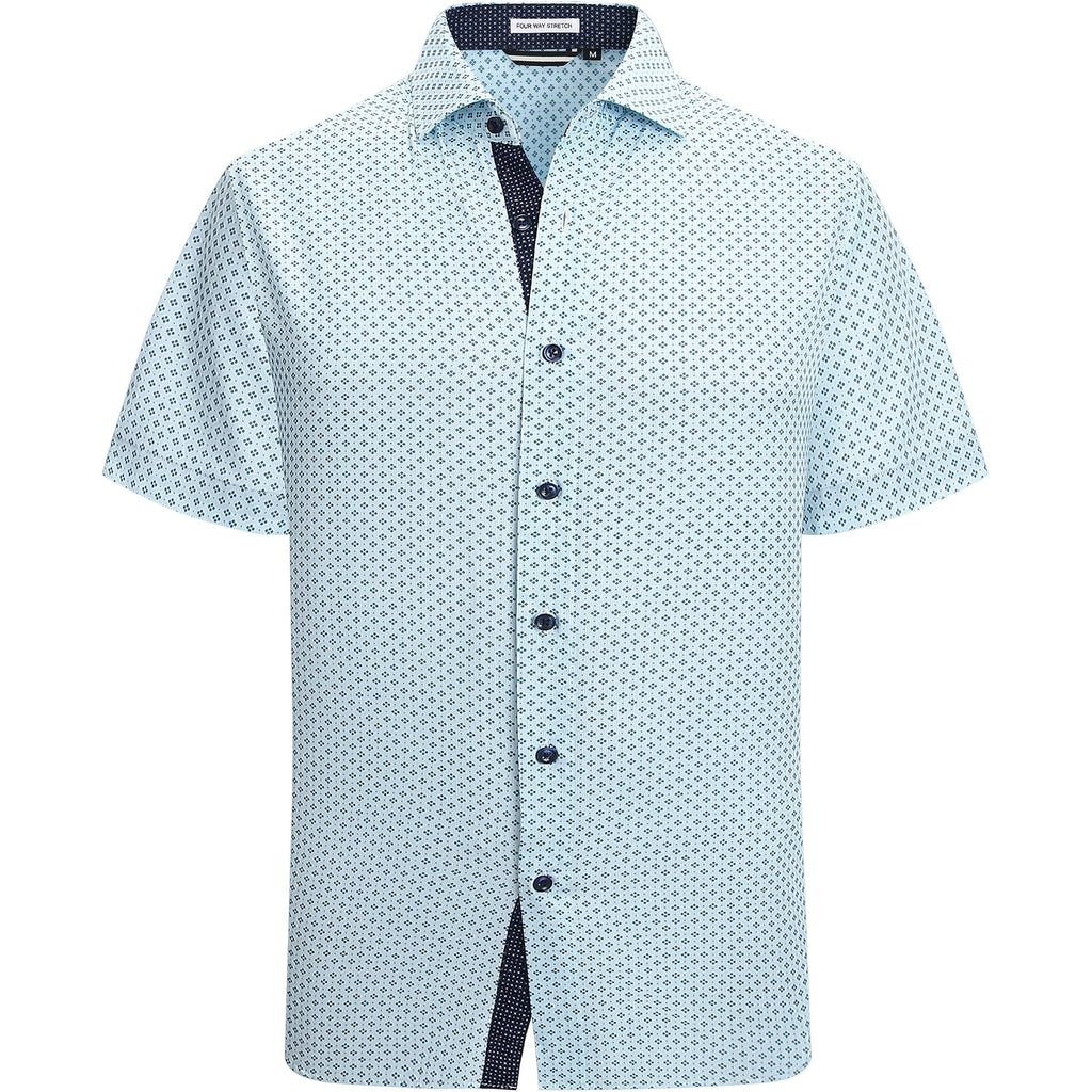 Alex Vando Mens Printed Dress Shirts Easy Care Button Down Shirt | Four-Way Flexible Weave, Inner Collar & Cuff Contrast, Anti-Wrinkle Texture, Lightweight, Great Present For Male Relatives