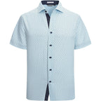 Alex Vando Mens Printed Dress Shirts Easy Care Button Down Shirt | Four-Way Flexible Weave, Inner Collar & Cuff Contrast, Anti-Wrinkle Texture, Lightweight, Great Present For Male Relatives