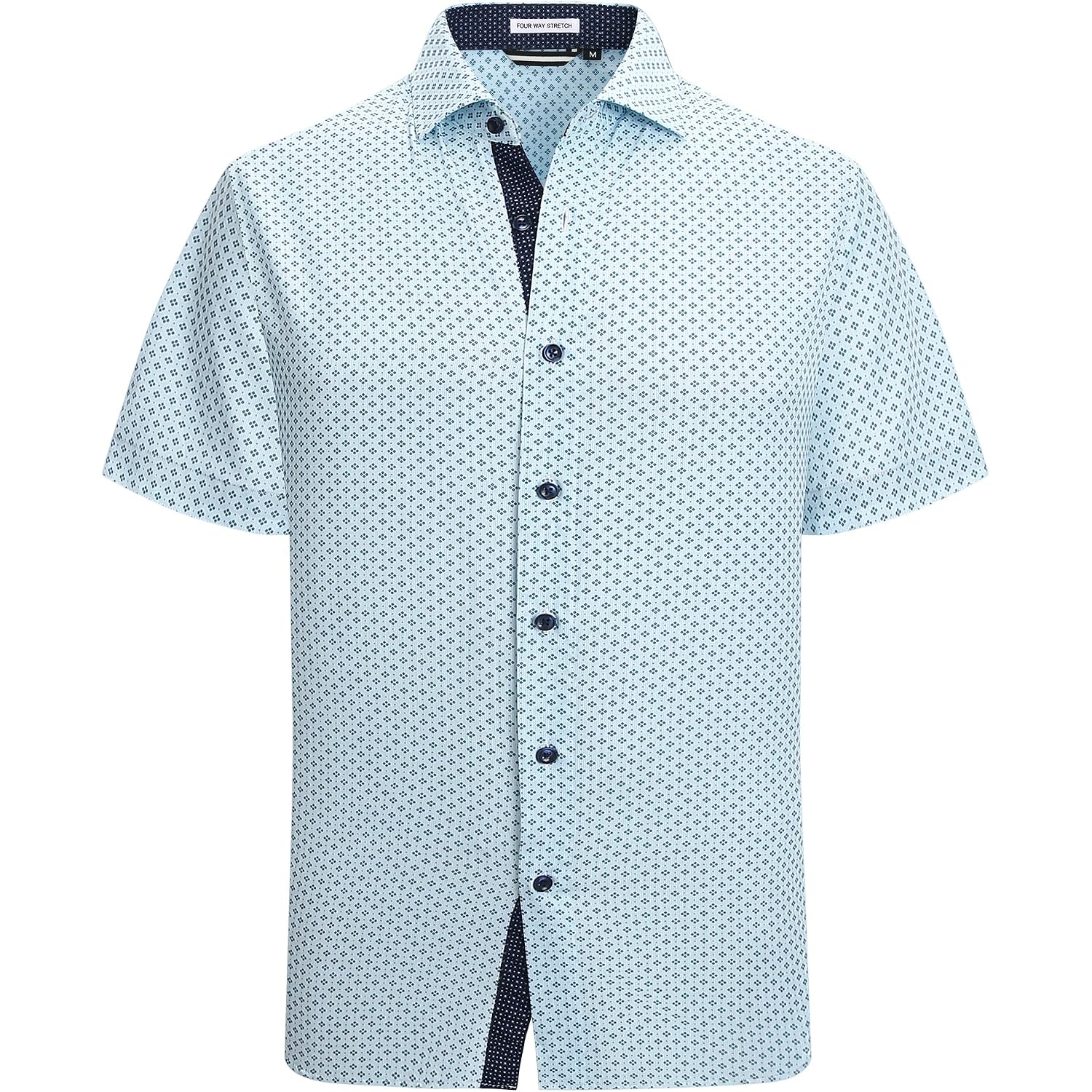 Alex Vando Mens Printed Dress Shirts Easy Care Button Down Shirt | Four-Way Flexible Weave, Inner Collar & Cuff Contrast, Anti-Wrinkle Texture, Lightweight, Great Present For Male Relatives