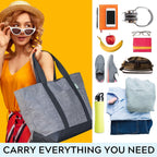 Creative Green Life Extra Large Tote Bag, Gray | Canvas Style, Carry-All, Zipper Closure, Fully Lined, For Work, School, Gym, Shopping, Travel, Overnight Bag