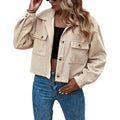 Gihuo Women'S Fashion Cropped Shacket Button Down Corduroy Crop Jacket