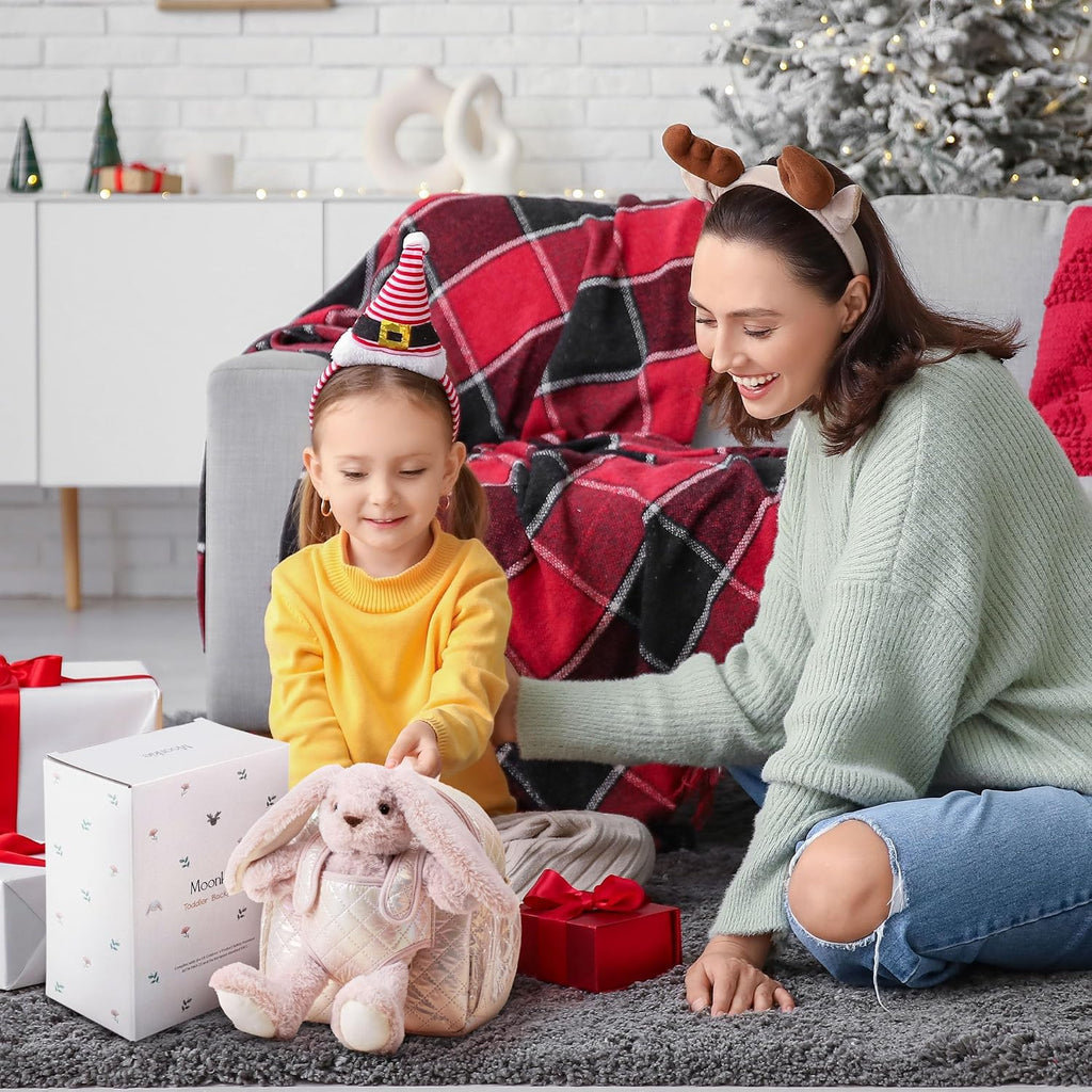 Moonkie Hug & Go™ Bunny Toddler Backpack – Soft Plush Bag With Detachable Toy For Girls Aged 2–4 | Perfect For Daycare, Travel & Birthday Gifts