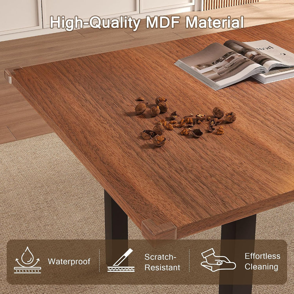Extendable Dining Table For 4-6, 63" Modern Kitchen Table, Farmhouse Dining Room Tables For Dining, Kitchen, Office, Living Room, Rectangular Wooden Tables, Space Saving (Walnut)
