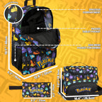 Get Trend Pokemon Boys Backpack, Lunch Bag & Pencil Case, 3 Piece Set | 18 Inch Bookbag, Adjustable Padded Straps, Insulated Lunch Bag, Pencil Pouch, School Supplies, Pikachu Gamer Gifts For Boys