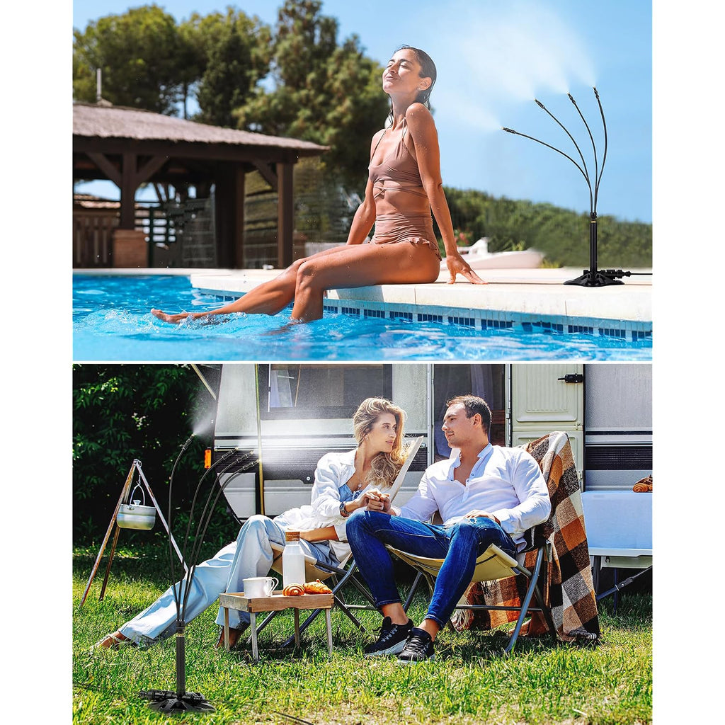 Rafow Standing Misters For Outside Patio Portable Misting System For Cooling Outdoor 26.5 Ft Stand Mist Line Water Sprinklers Patio Mister For Garden Backyard Bbq Party Pool Beach