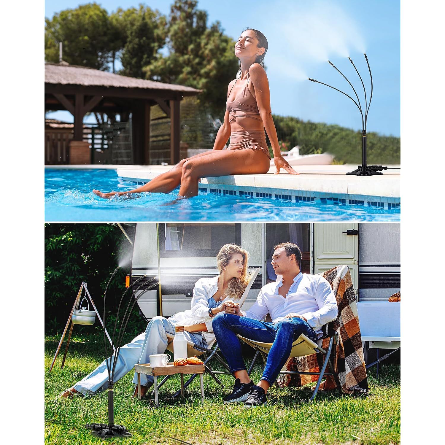Rafow Standing Misters For Outside Patio Portable Misting System For Cooling Outdoor 26.5 Ft Stand Mist Line Water Sprinklers Patio Mister For Garden Backyard Bbq Party Pool Beach