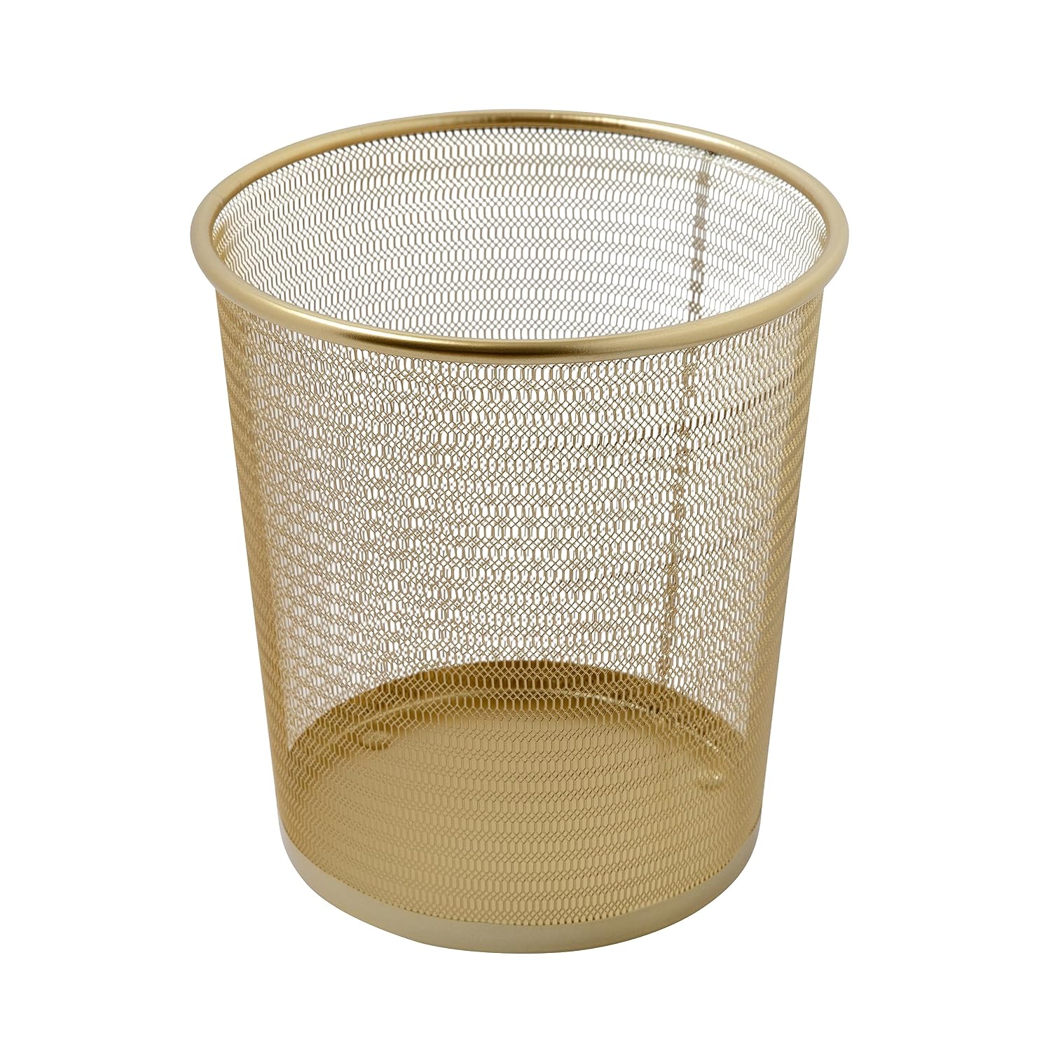 Martha Stewart Ryder Gold Mesh Metal Trash Can, 4.5 Gallon, Wastebasket For Office
