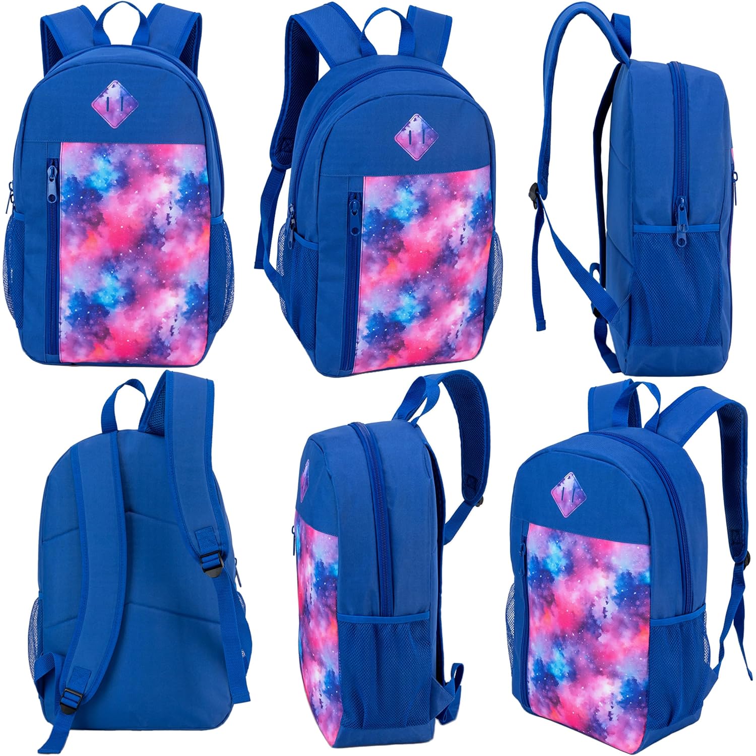 24 Pack 19" Bulk Padded Back Backpacks For Kids Bookbags, 8 Prints | Wholesale School Bags For Middle & High Students, 8 Assorted Prints, Heavy Duty Bags For Charity Giveaways & Supplies
