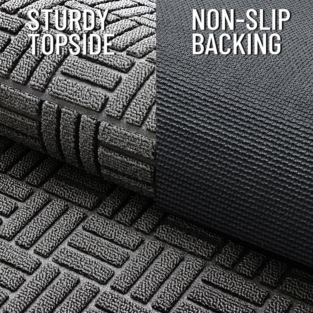 Olanly Front Door Mat Outside Entrance 29.5X17, Absorbent, Heavy Duty Sturdy Natural Rubber Doormat Indoor Outdoor, Stain And Fade Resistant, Non-Slip Backing Low Profile Floor Mat For Entryway, Grey