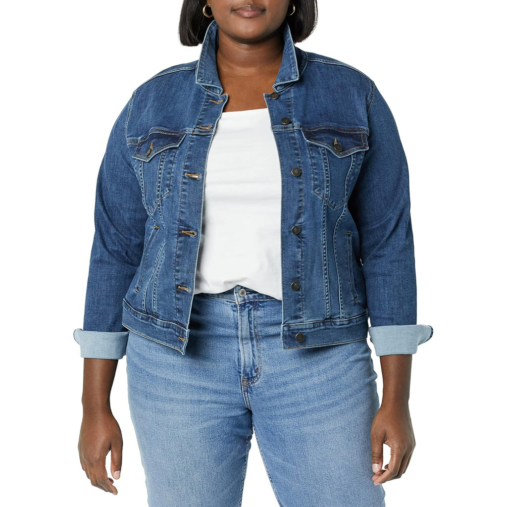 Amazon Essentials Women'S Regular-Fit Denim Jean Jacket (Available In Plus Size)