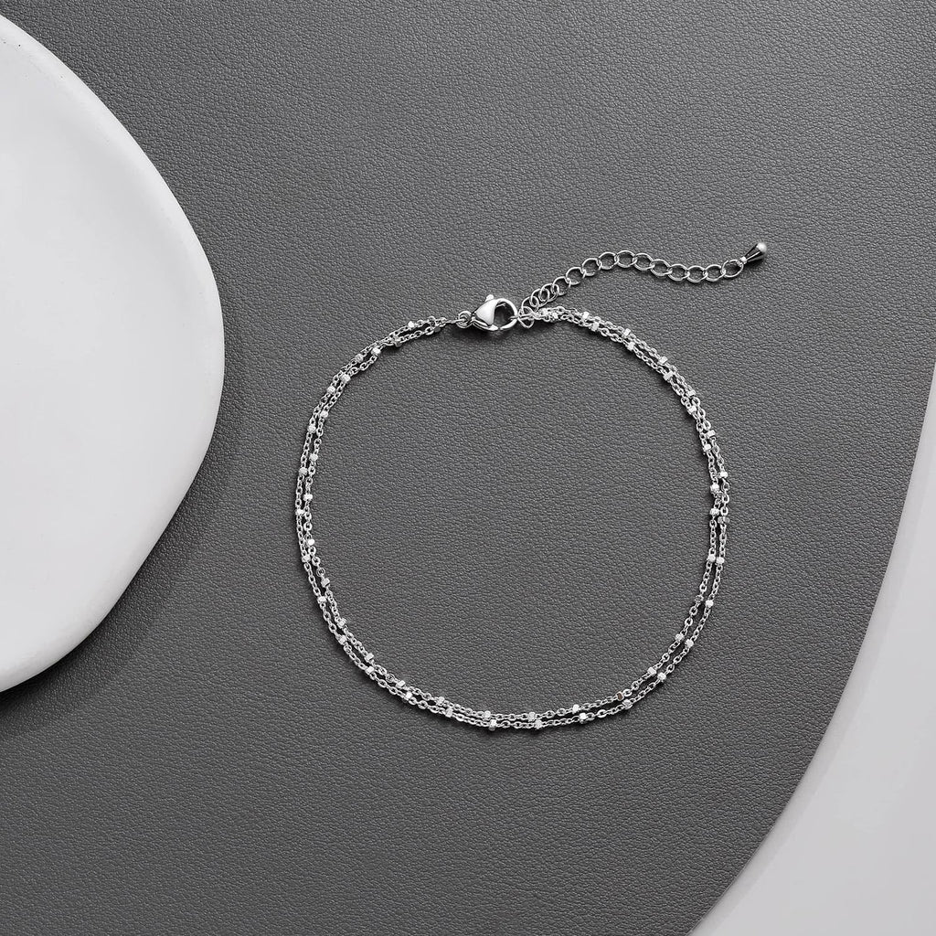 LEXODY Silver/Gold Anklets for Women, Sterling Silver Evil Eye Ankle Bracelets for Women Trendy Dainty Waterproof Anklets Set Adjustable Layered Anklet Bracelets for Women Silver Jewelry Gift