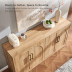 Arched Door Sideboard Buffet Cabinet Set Of 3, Natural Oak | Modular, Multi-Compartment Storage, Adjustable Shelf, Soft Close Hinges, Freestanding, For Dining Room, Living Room