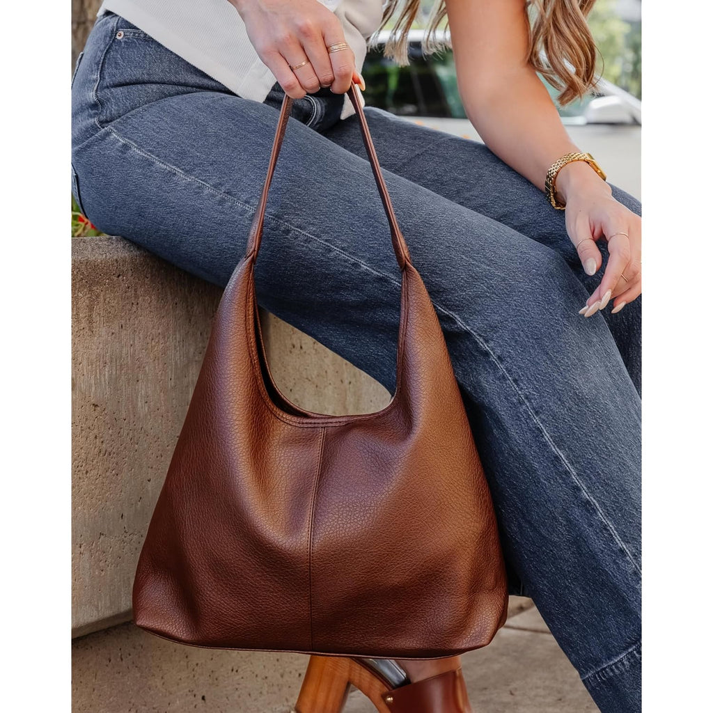 Cee & Dee Vegan Leather Hobo Bags For Women, Zippered Pocket, Slouchy Bag With Shoulder Strap, Hobo Purse Table Holder
